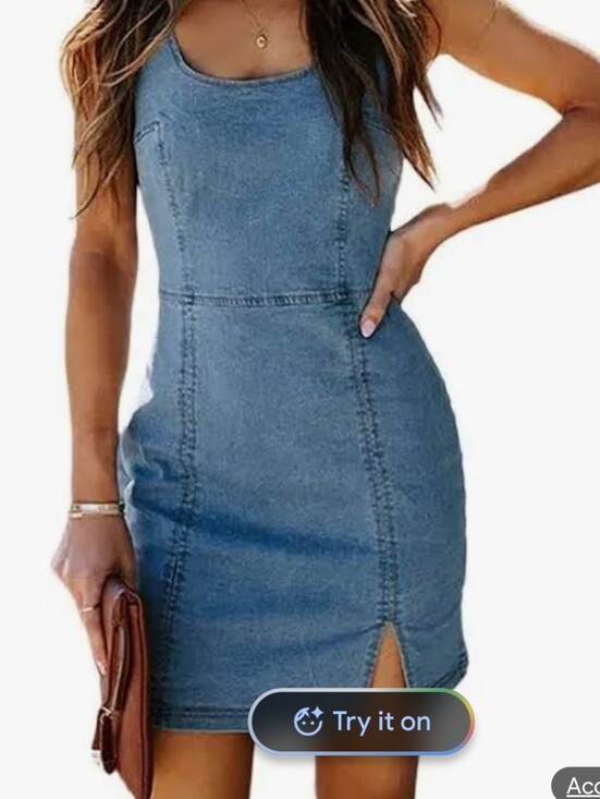 conshvi Dresses & Skirts - Conshvi Denim Blue Sleeveless Bodycon Dress